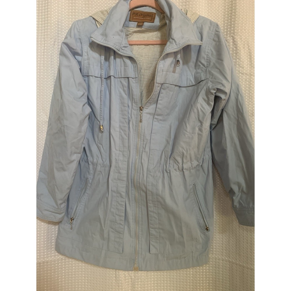 PA Originals Outerwear Classics Womens Medium Light Blue‎ Windbreaker Jacket